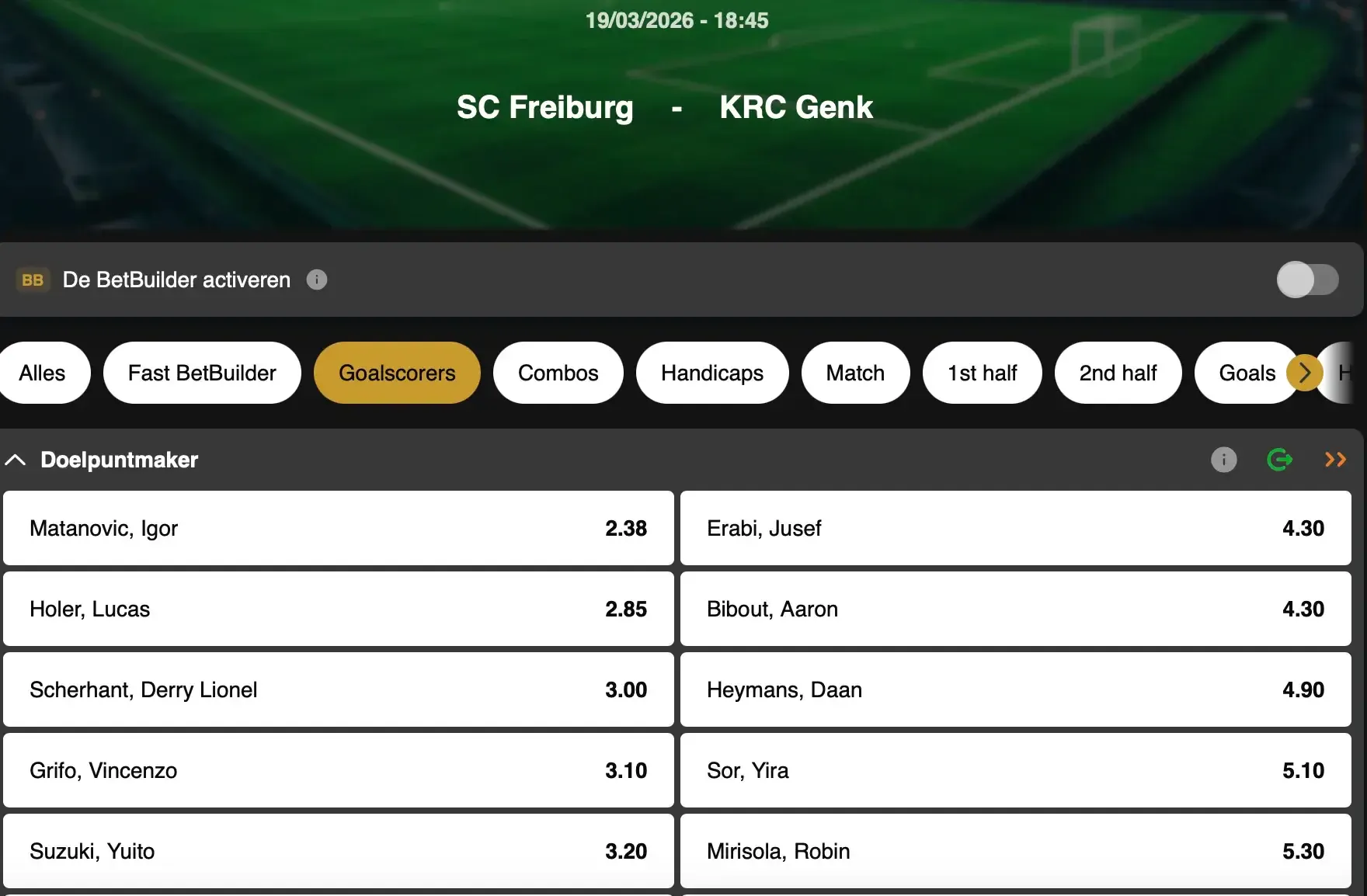 Europa League: kan een speler van Genk het verschil maken in Freiburg en de enige Jupiler Pro League-club naar de volgende ronde loodsen?