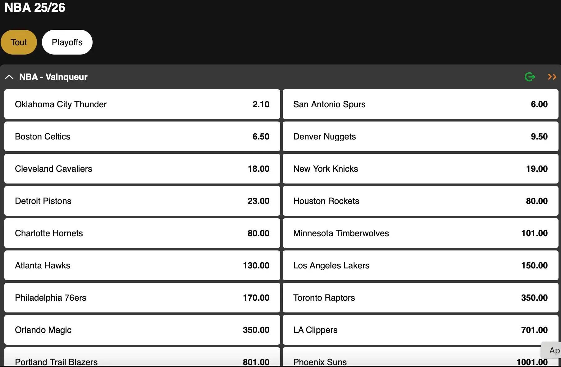 NBA playoffs 2026 : Un Belge va-t-il être champion ? Ajay Mitchell a plus de chances de le devenir que Toumani Camara selon les bookmakers.