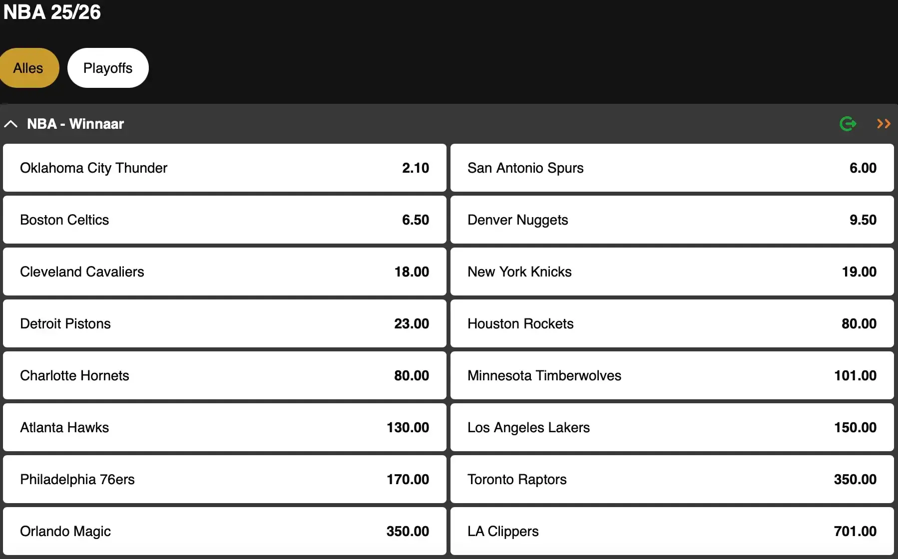 NBA playoffs 2026: Wordt een Belg kampioen? Volgens de bookmakers maakt Ajay Mitchell meer kans dan Toumani Camara op de kampioenschapskansen nba.