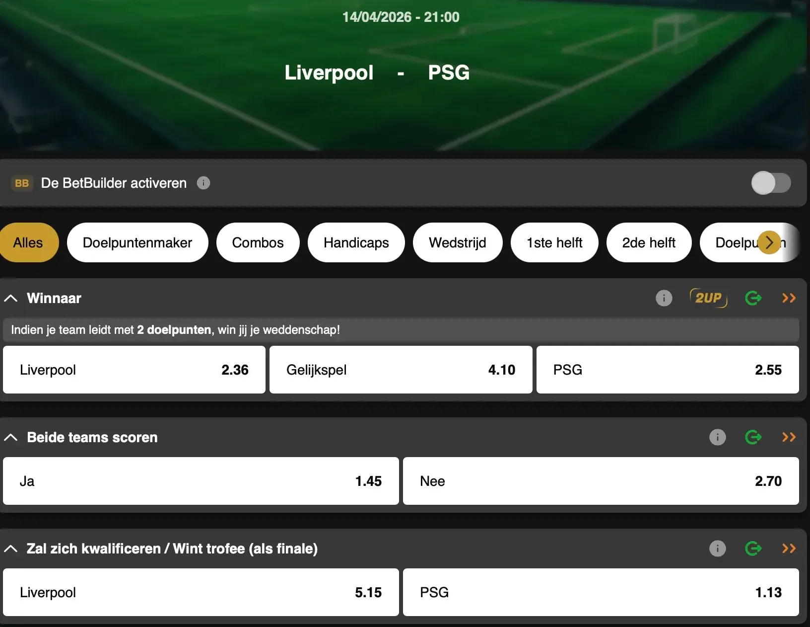 Liverpool tegen PSG: een van de absolute topaffiches van de terugwedstrijden in de Champions League kwartfinales. Volg de wedstrijd analyse op GoldenVegas Sport.