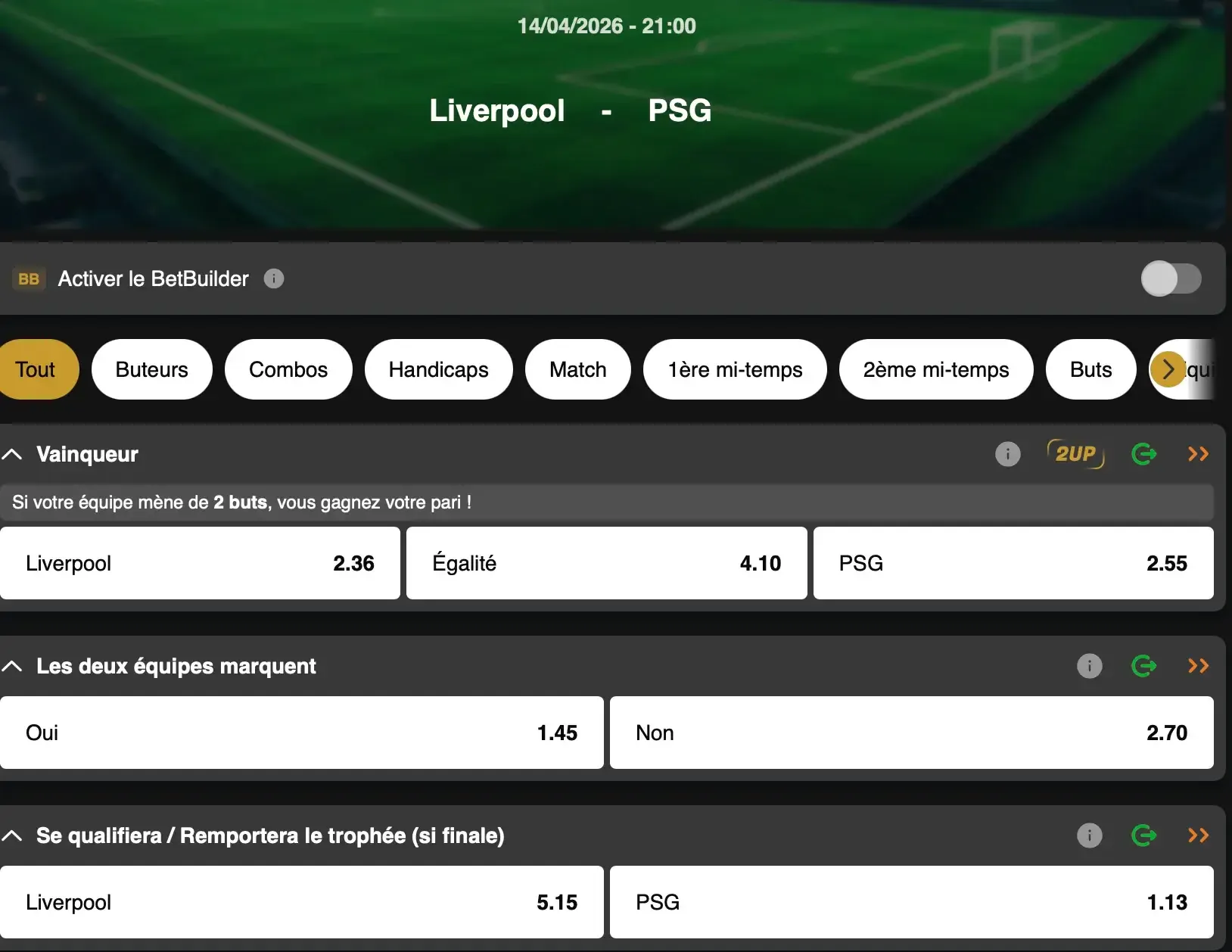 Liverpool-PSG va constituer l'une des affiches de ce quart de finale retour de la Champions League. Une rencontre à suivre sur GoldenVegas Sport.