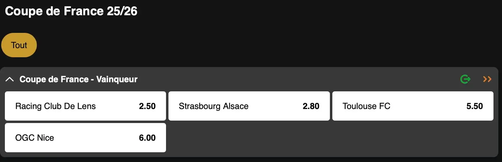 Coupe de France : qui de Lens, Strasbourg, Nice ou Toulouse va soulever le trophée ? Une compétition à suivre sur GoldenVegas Sport.