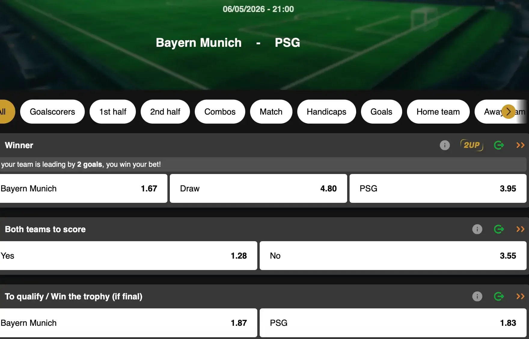 Champions League semi-final second leg: can Vincent Kompany become the first Belgian manager since Goethals to reach the final? Follow it live on GoldenVegas Sport.