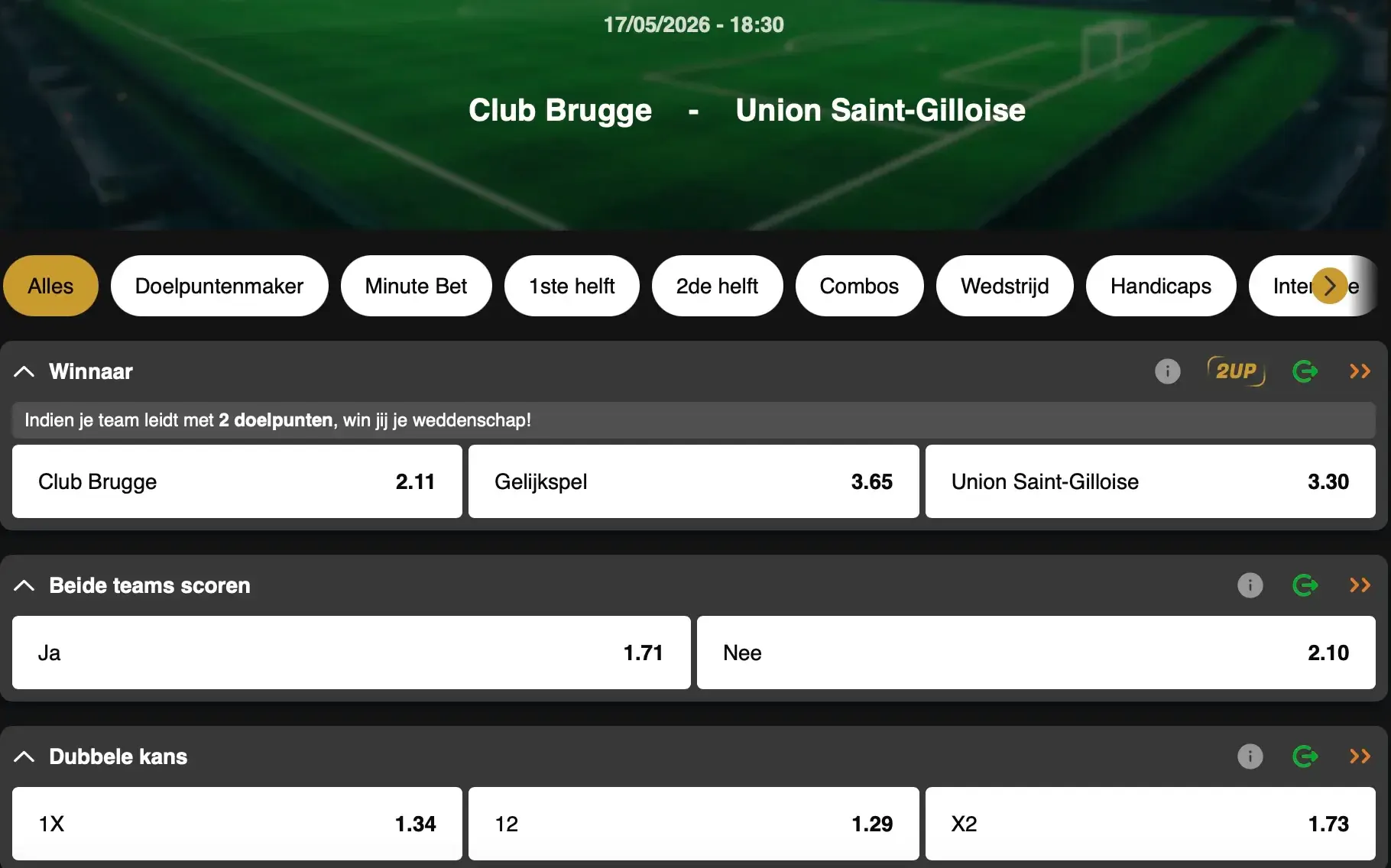 JJupiler Pro League: cruciale wedstrijd in de play-offs dit zondag tussen Club Brugge en Union Sint-Gillis. Spanning in de titelrace met slechts één punt verschil. Mis dit kampioensduel niet!