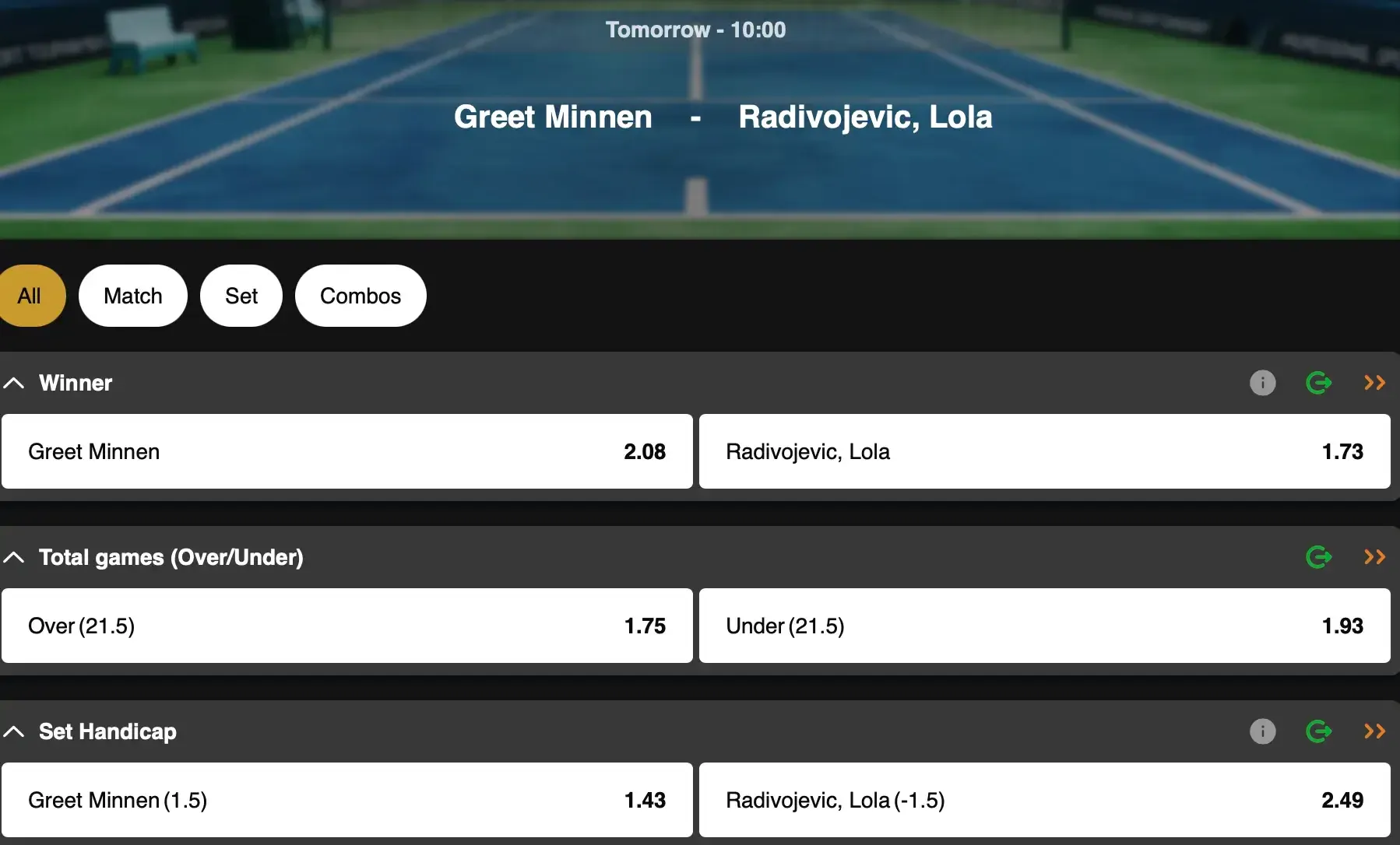 Roland-Garros 2026: Greet Minnen is not the bookmakers' favourite against Lola Radivojevic.