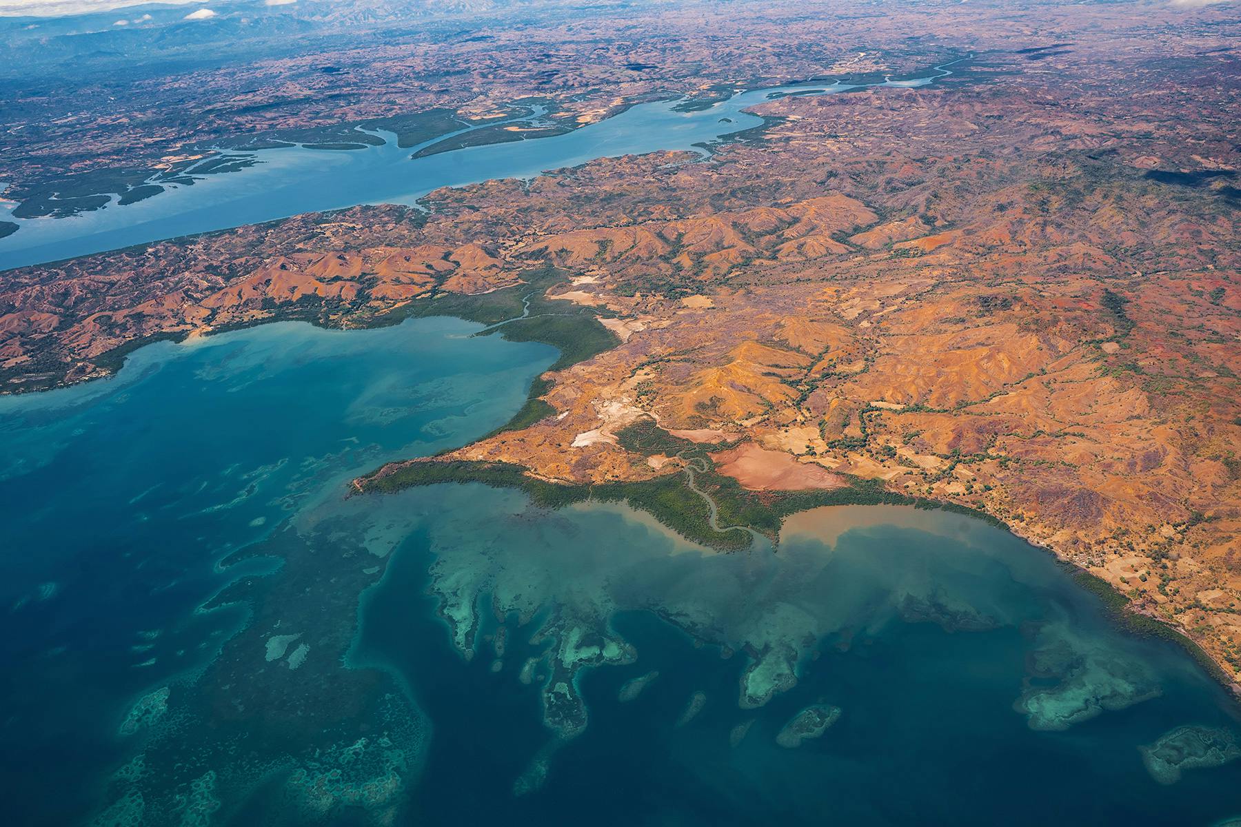 Aerial view of Malgasi cost and mangroves