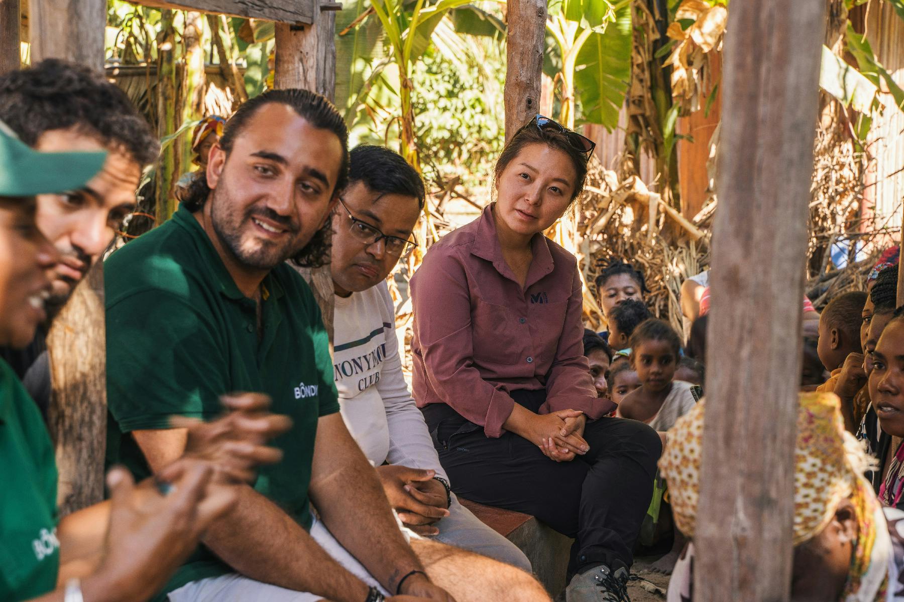 Meeting local communities in Madagascar withProject developer Bondi.