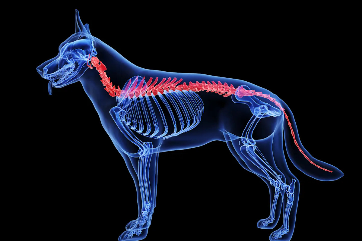 A graphical depiction of a dog's spine