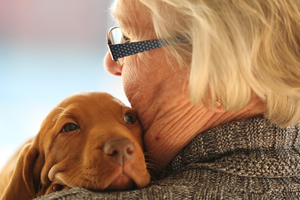 Woman and puppy