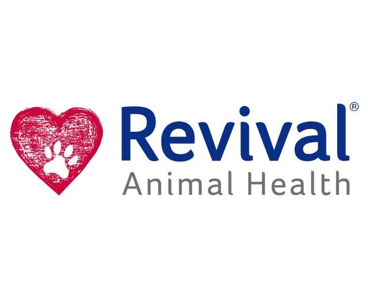 Revival Animal Health logo shows a heart with a paw print in it
