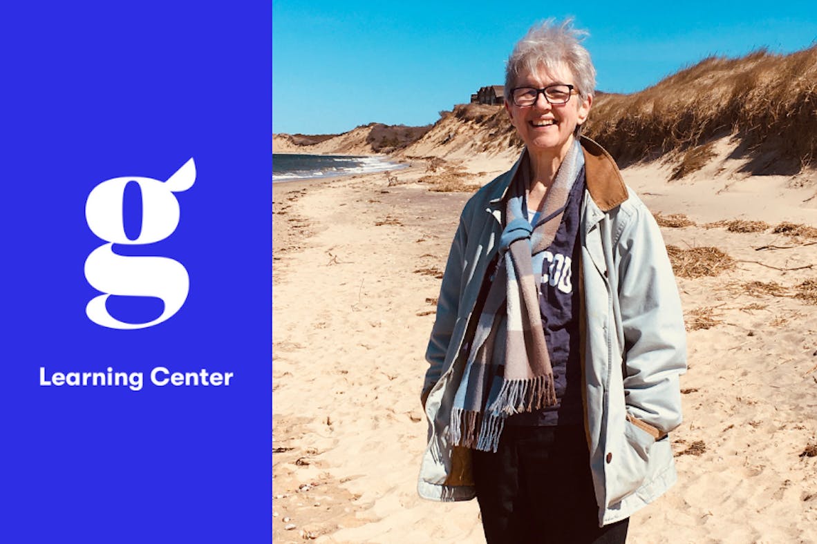 Librarian Nan Cinnater smiling at the beach.