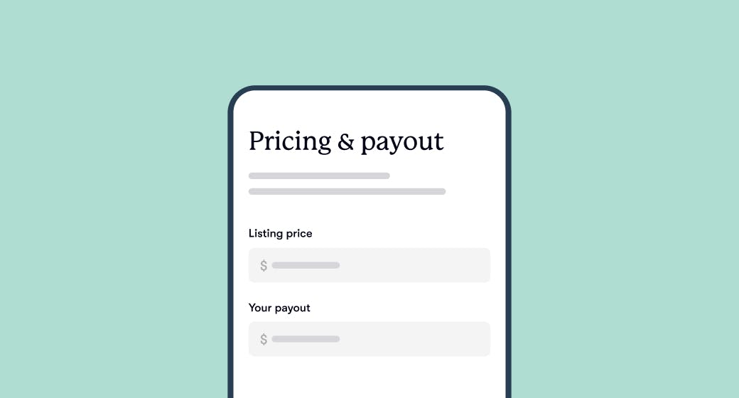 Example screen where you can see and edit your listing price and payout amount