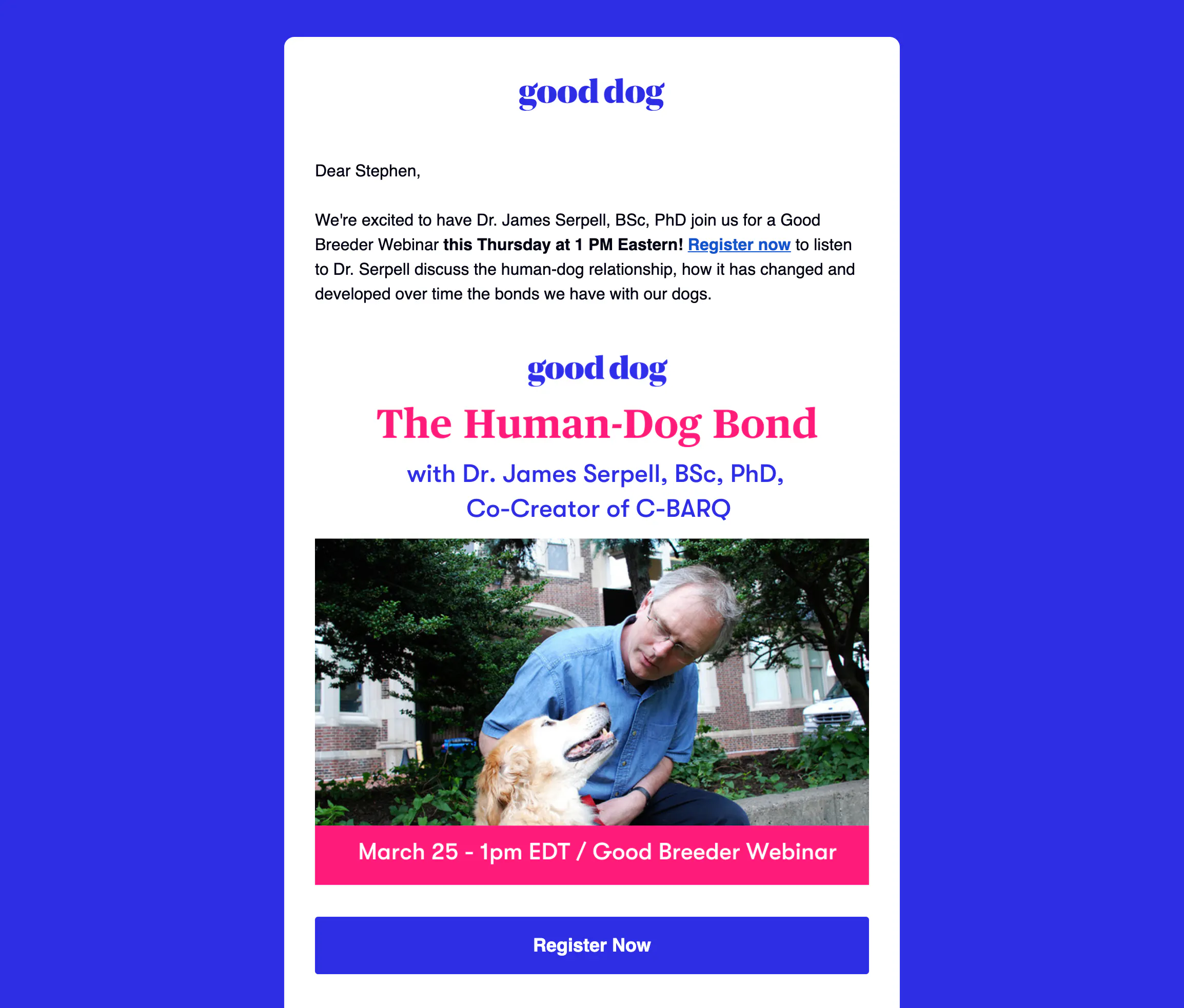 Good Breeder Webinar email invite
