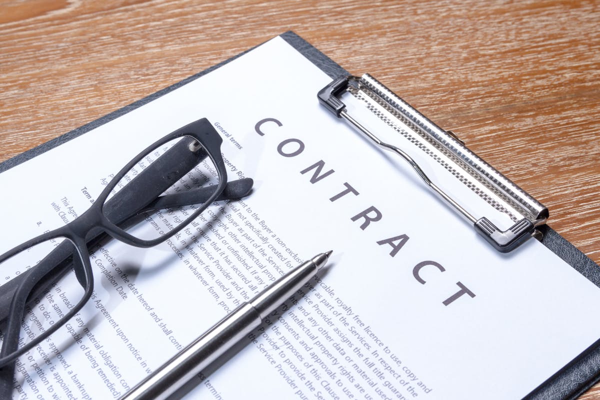 Contract on a clipboard