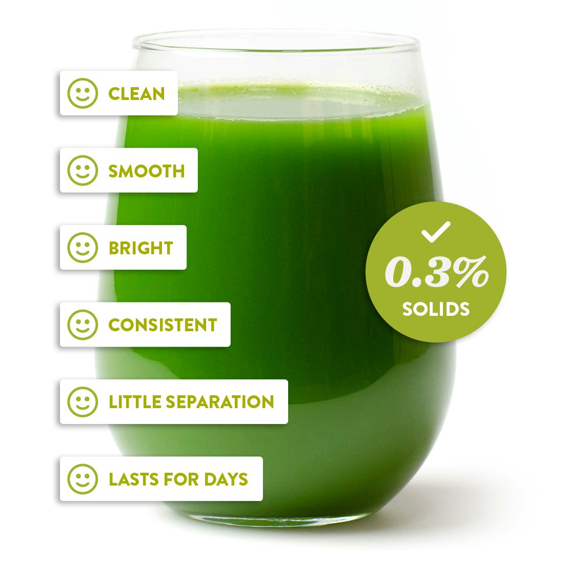 Clean green Goodnature juice in glass
