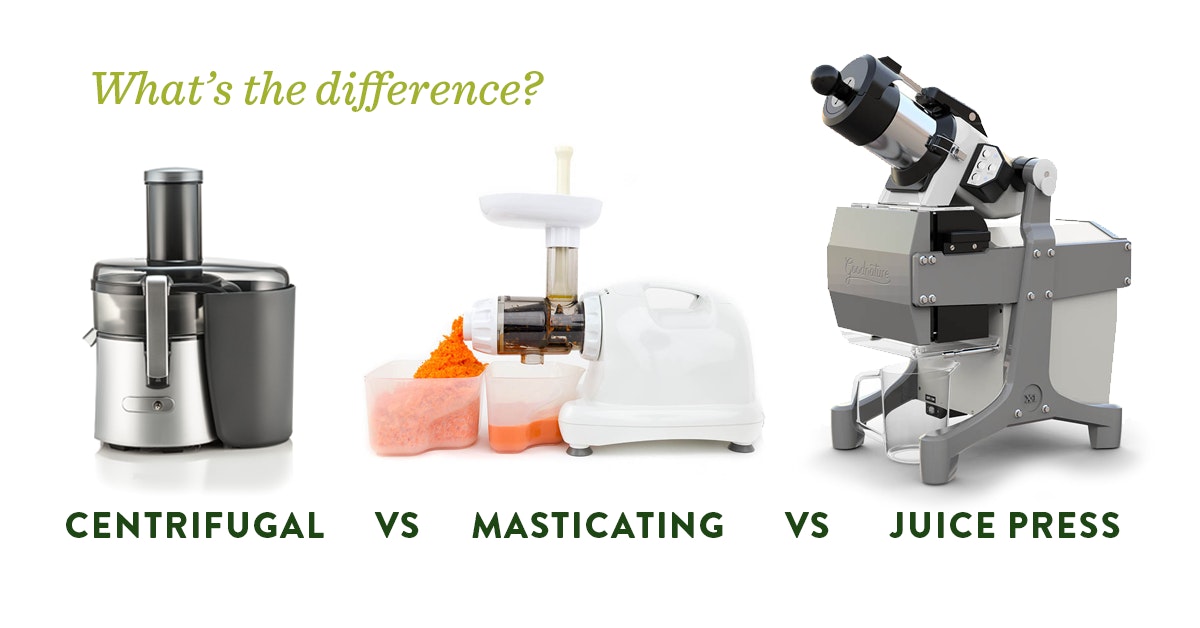 centrifugal juicer, masticating slow juicer, and cold press juice press