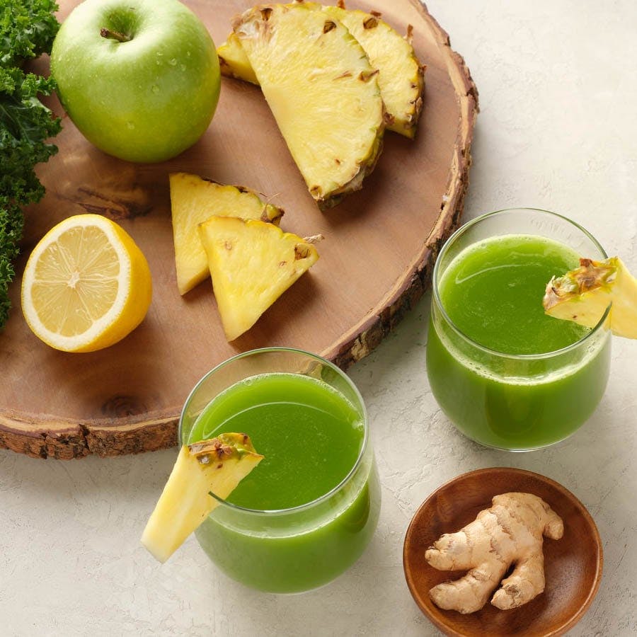 Pineapple Green Juice with Apple, Ginger, Kale | Goodnature