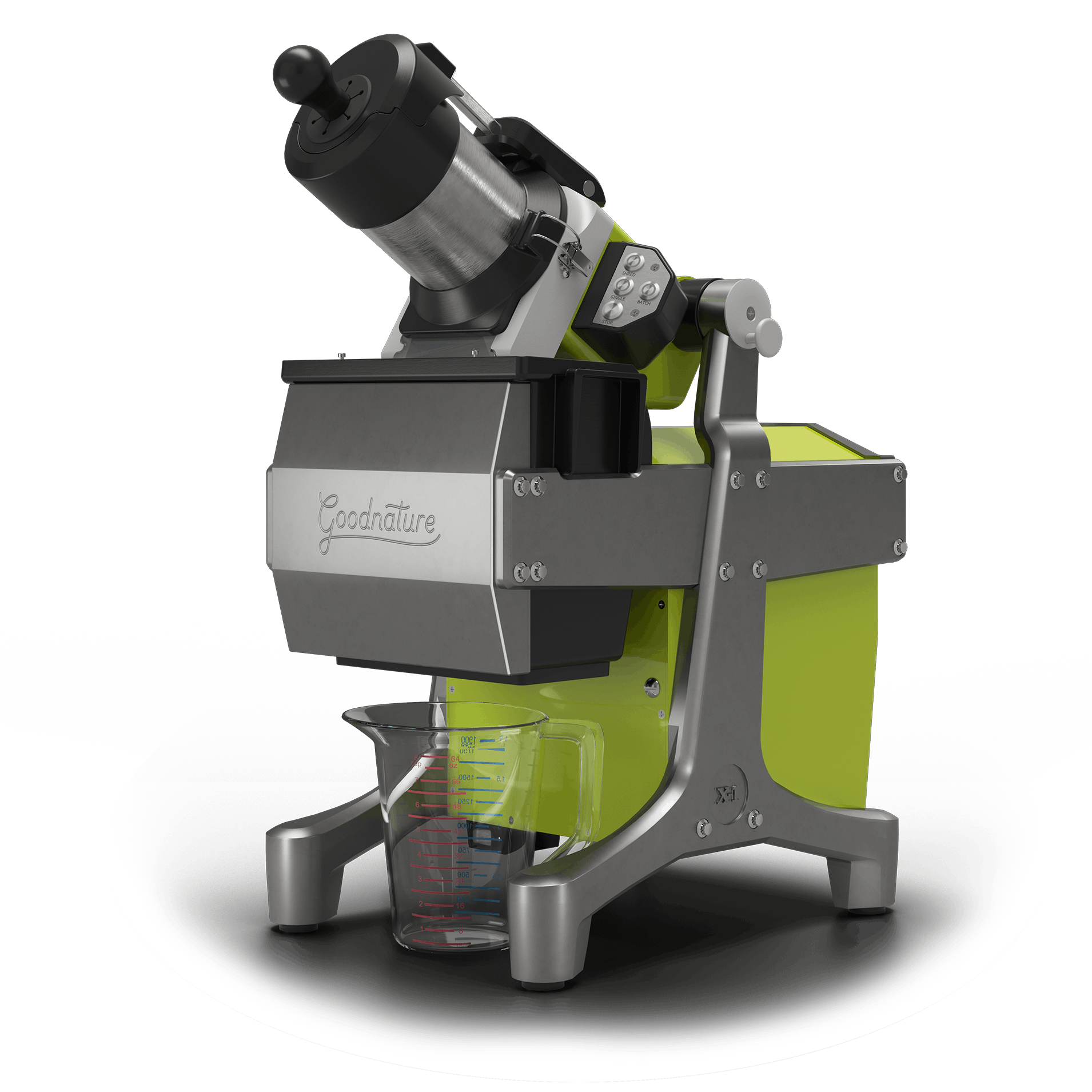 Goodnature X-1 Mini commercial cold press juicer in green