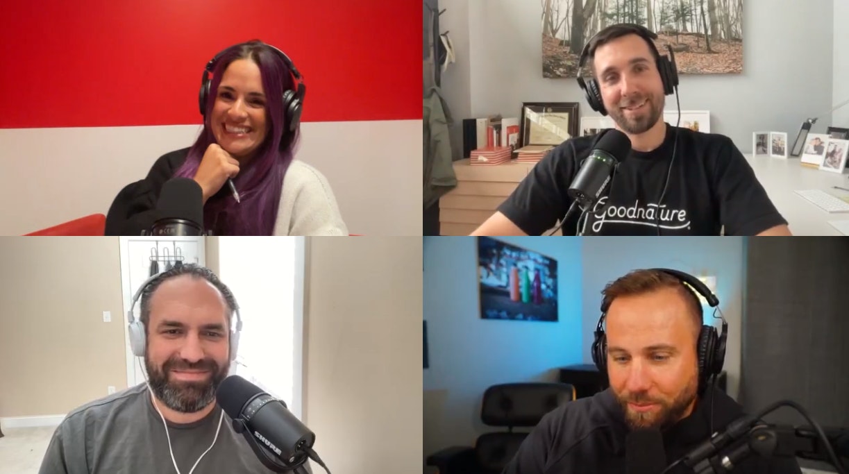 Screenshot of podcast episode with hosts Charlie Wettlaufer, Chef Ari Sexner, Eric Wettlaufer and Olivia Esquivel
