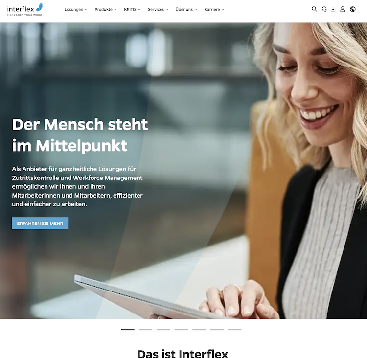 Website der Interflex Datensysteme GmbH