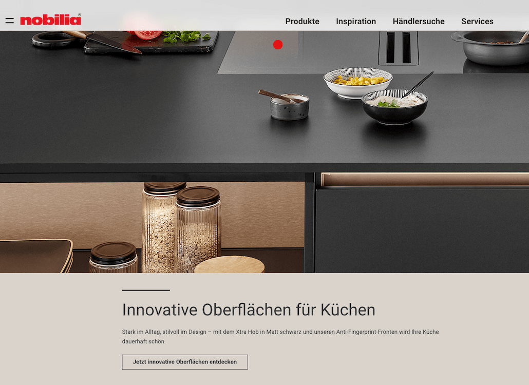 Website des Küchenherstellers nobilia