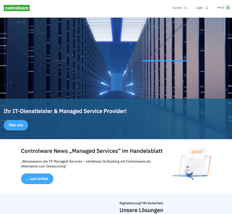 Website der Controlware GmbH