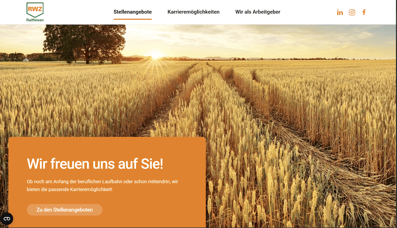 Website der Raiffeisen Waren-Zentrale