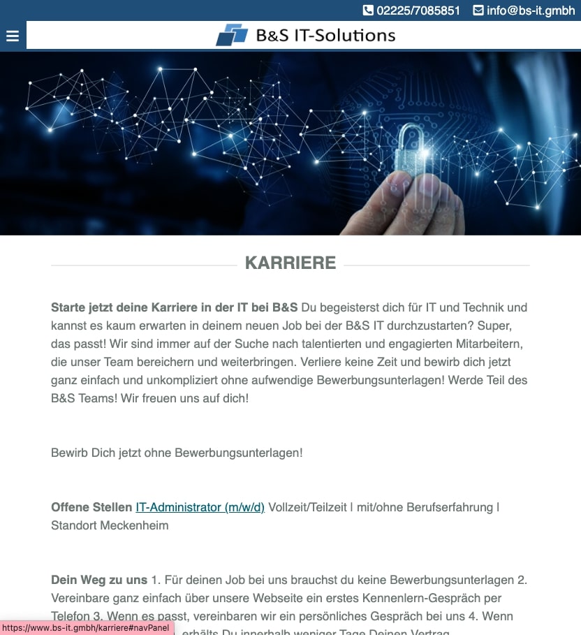 Website der B&S IT-Solutions