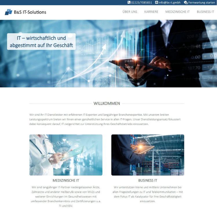 Website der B&S IT Solutions GmbH