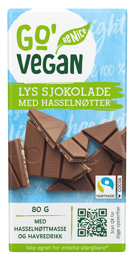 Go'Vegan Lys Sjokolade med hasselnøtter