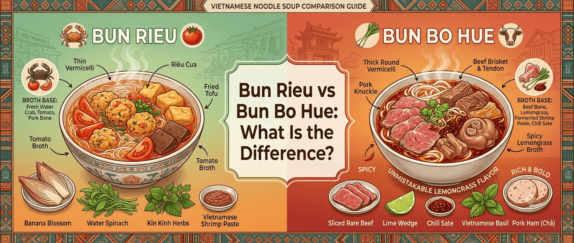 Bun Rieu vs Bun Bo Hue: What Is the Difference?