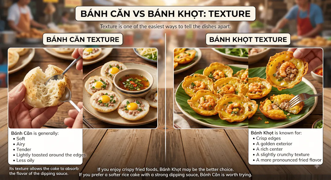 Bánh Căn vs Bánh Khọt: Texture