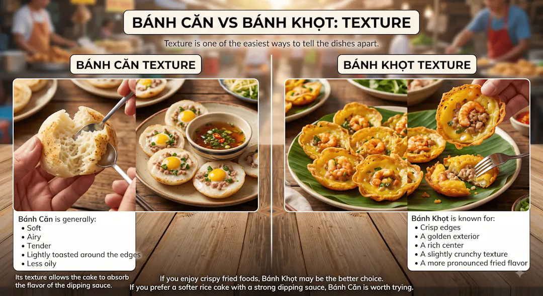 Bánh Căn vs Bánh Khọt: Texture