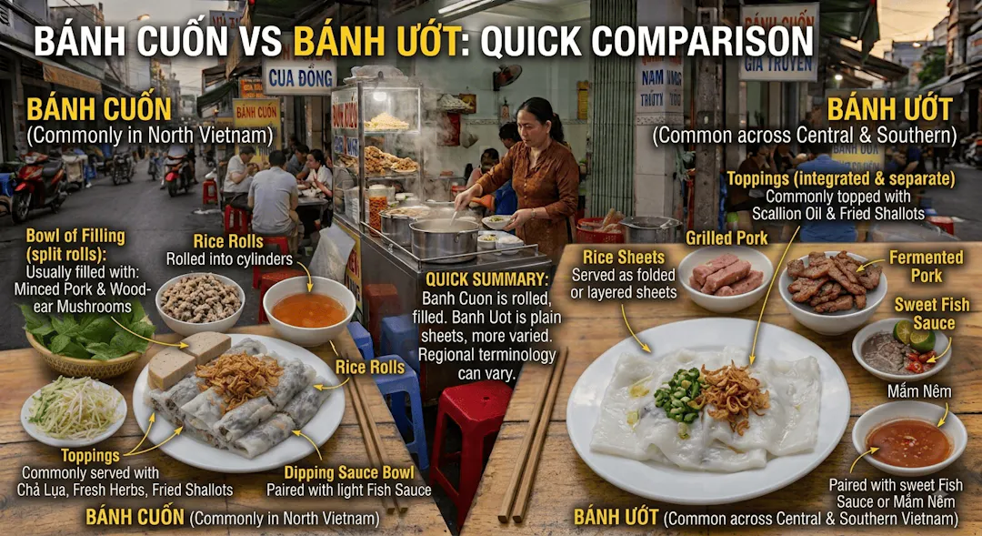 Banh Cuon vs Banh Uot: Quick Comparison