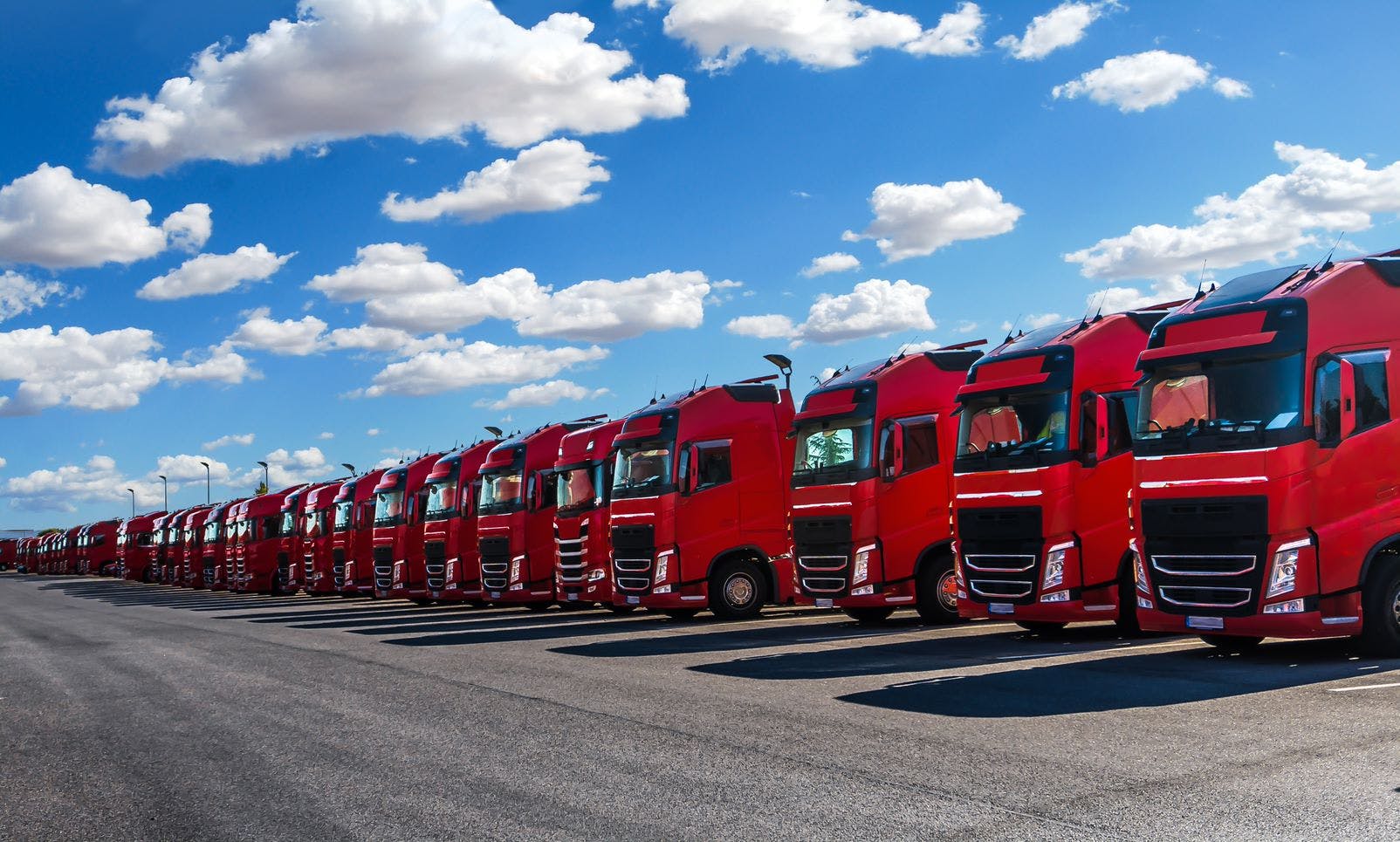 Large fleet of trucks