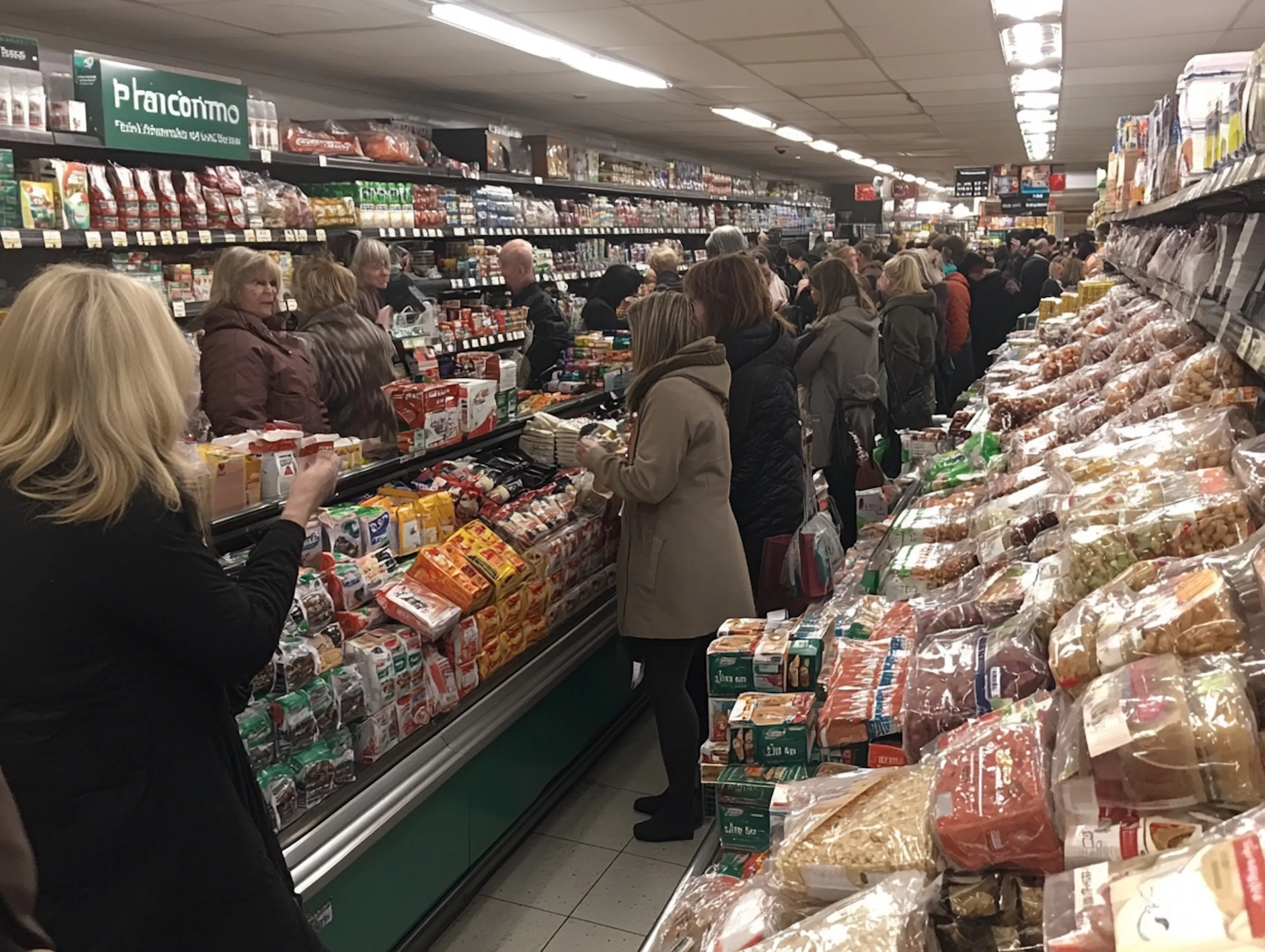 People standing in line in a shop