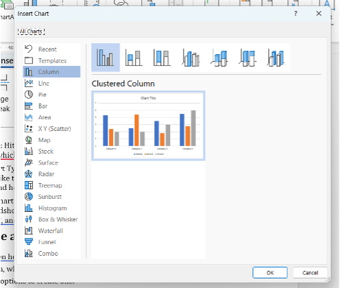 Choose Chart Type word