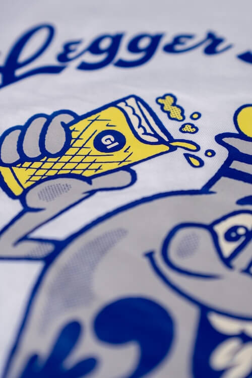 Detailaufnahme eines per Digitaltransfer bedruckten Tshirts