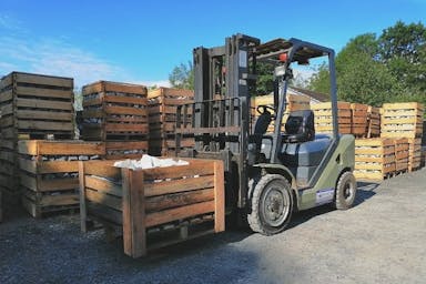 Granite setts in a half tonne crate