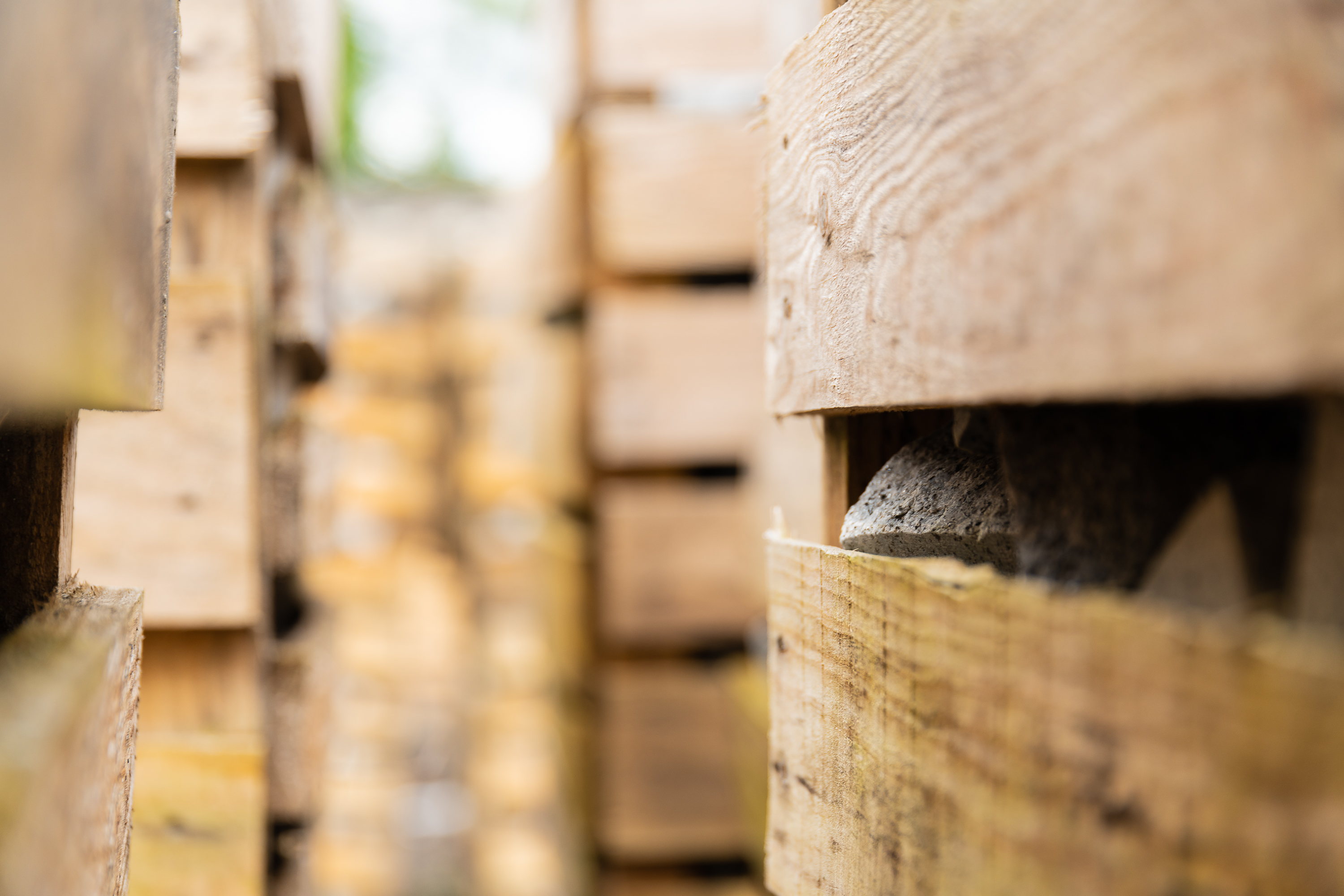 One-tonne wooden crates of Granite Setts
