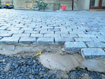 Sub-base Granite setts used for a patio