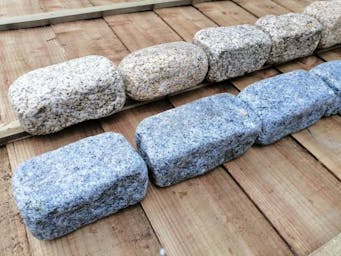 Medium Grey and Golden Brown Granite Setts as edging stones