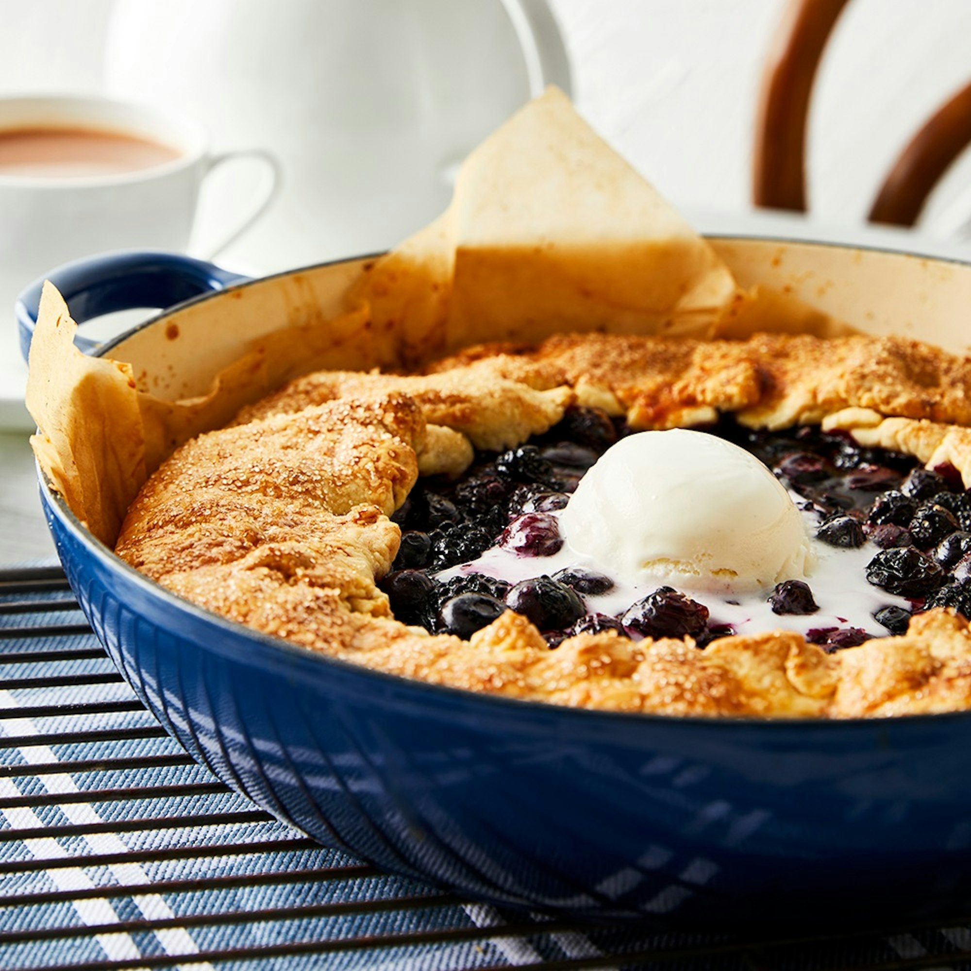 Blueberry and blackberry galette made with Baccarat Le Connoisseur Round French Saute Pan