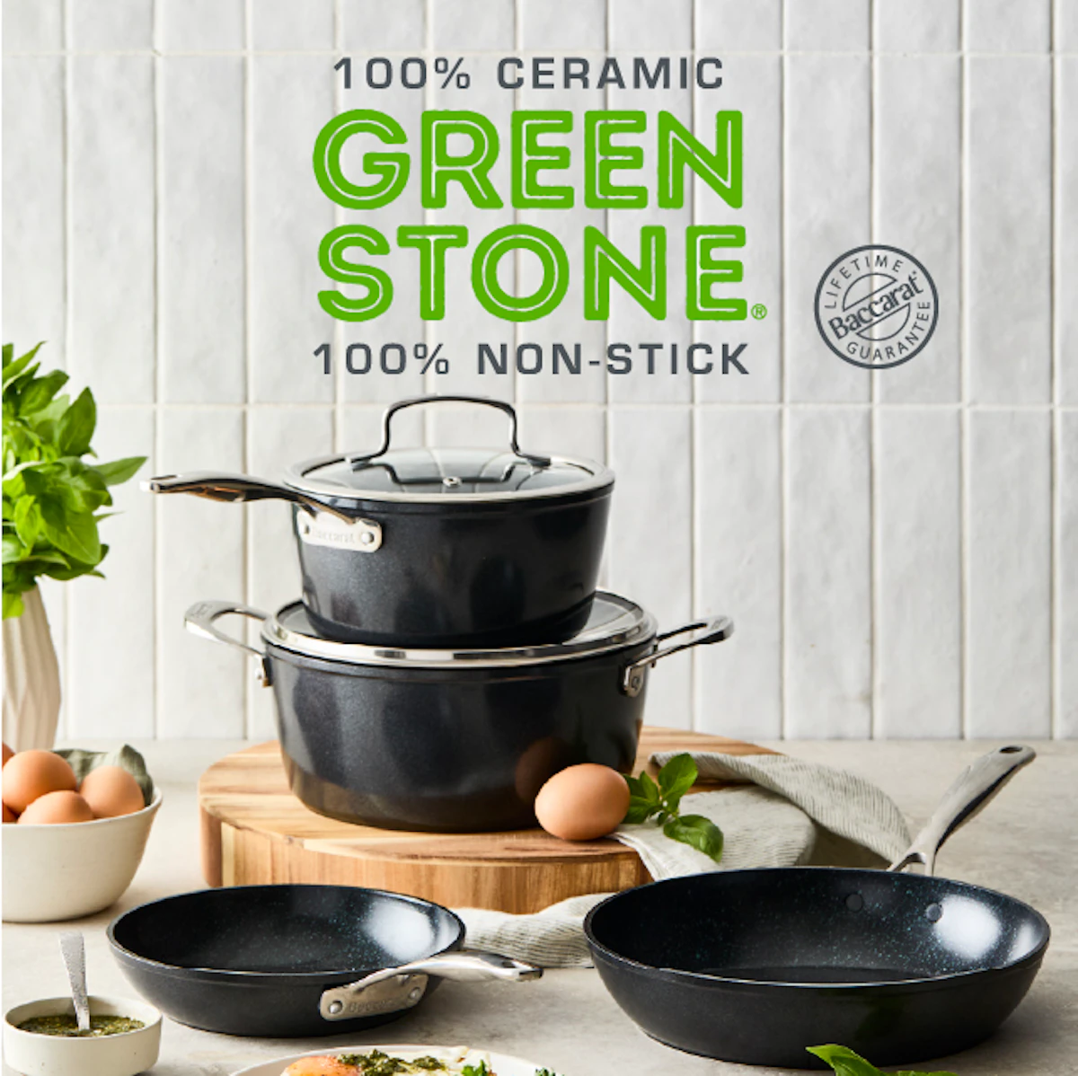Green Stone Collection - Ceramic Non-Stick Cooking - Baccarat