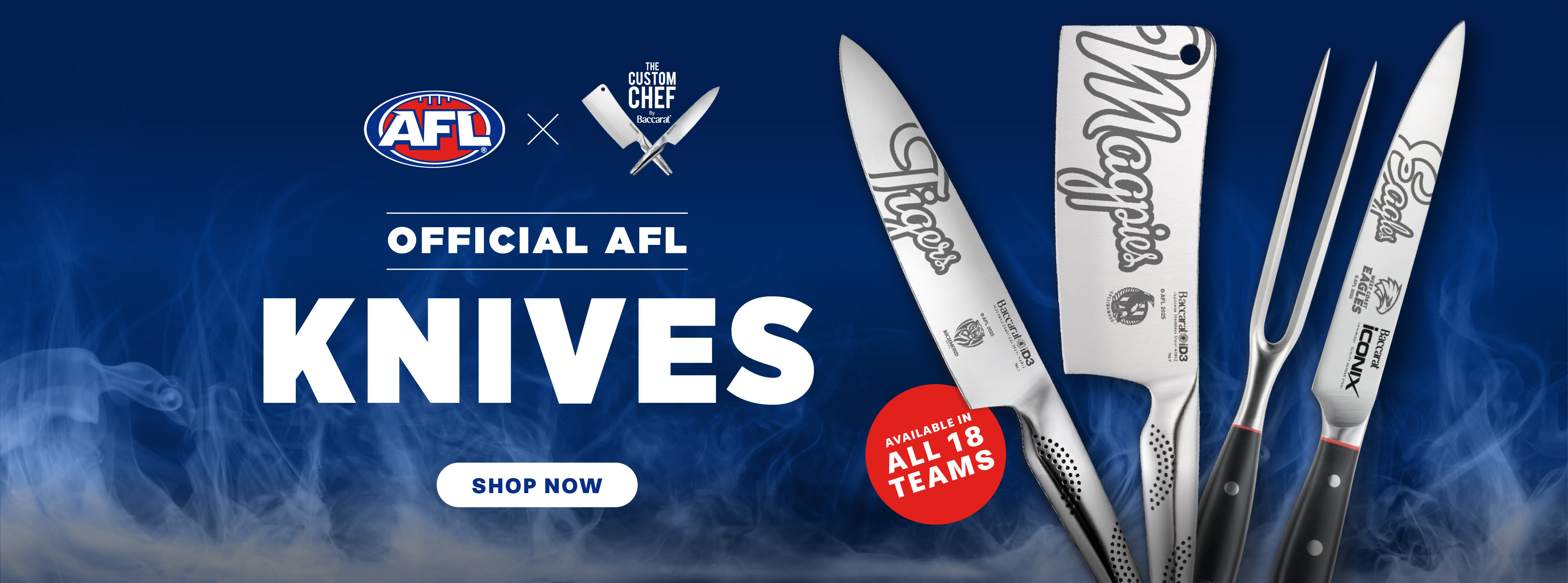 AFL personalised knives by custom chef
