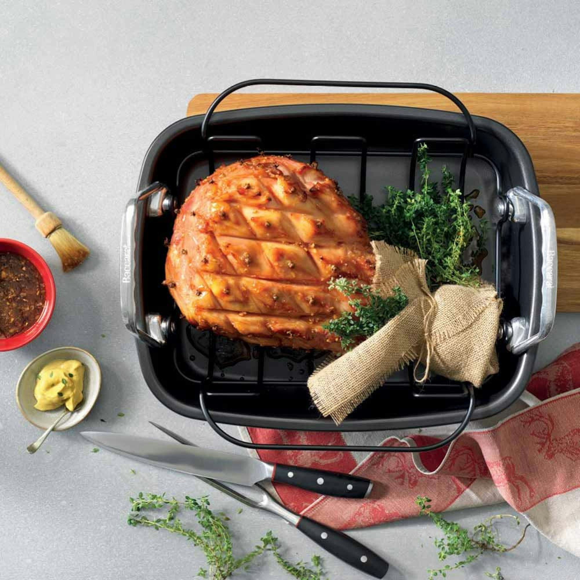 Roast pork in roasting pan with rack - What's the difference between baking and roasting? Baccarat blog