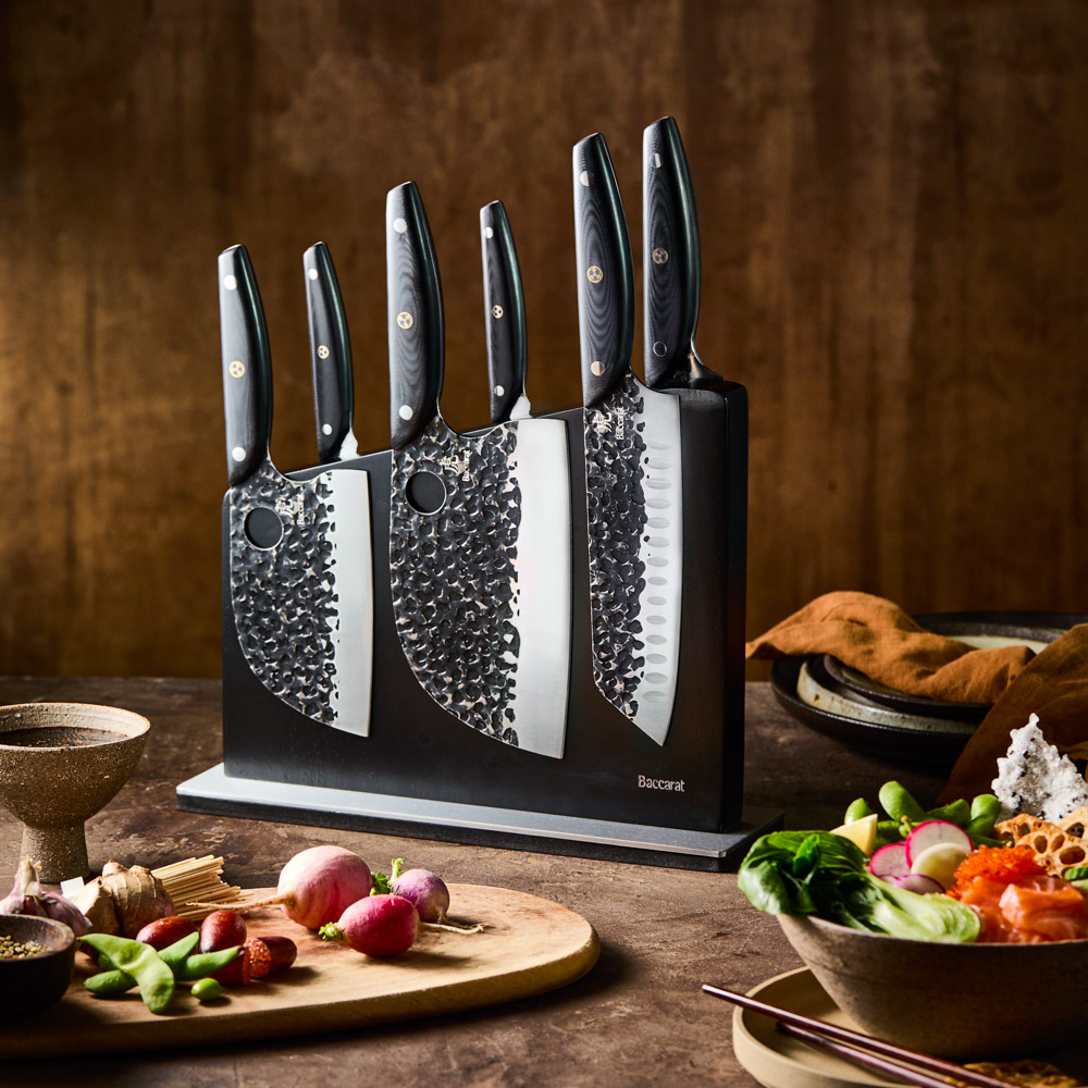 Knife Block on the bench with food