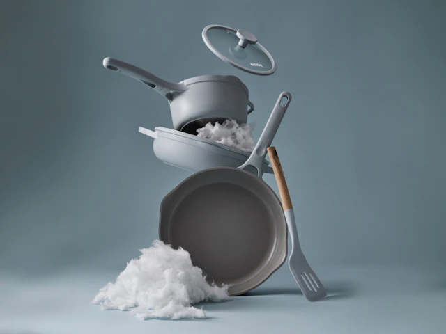 Baccarat NOOK sky cookware range stacked with clouds