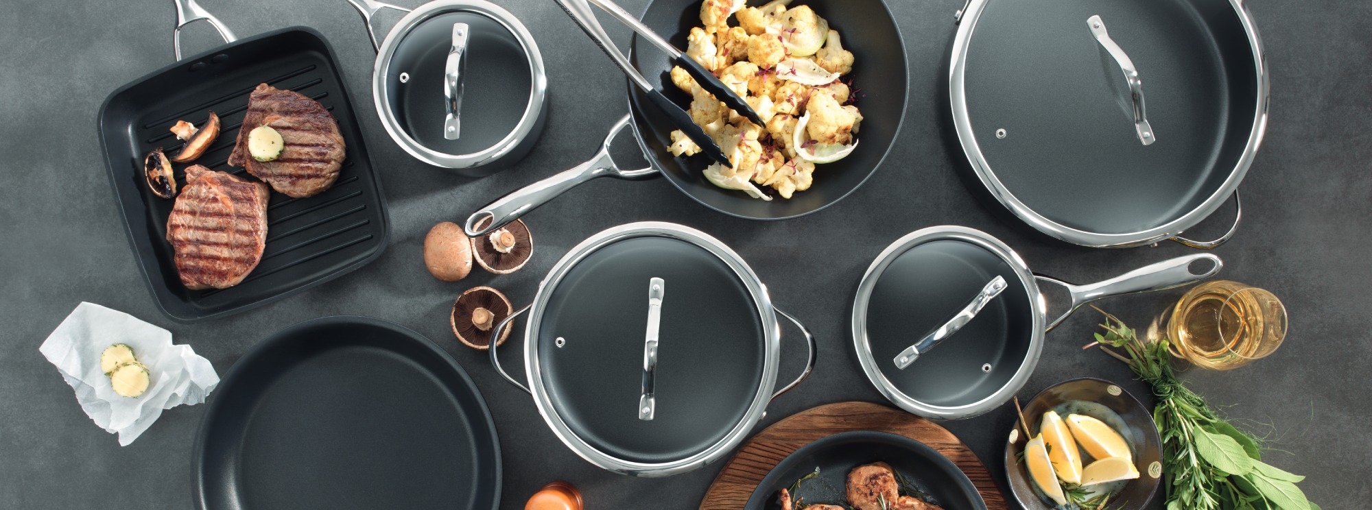 iD3 Cookware Group Shot on grey benchtop