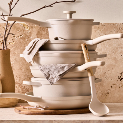 Nook Cream Cookware in a stack